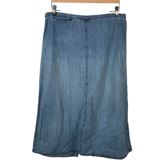 Vtg Y2K Woolrich Long Denim Modesty Skirt Blue Cotton Maxi Casual Classic 35x30 - Picture 1 of 5
